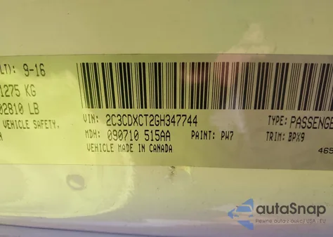 2016 Dodge Charger R/T из США, поврежденный, VIN 2C3CDXCT2GH347744